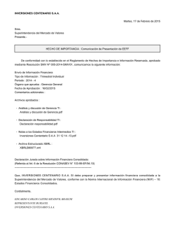 INVERSIONES CENTENARIO S.A.A. Martes, 17 de Febrero