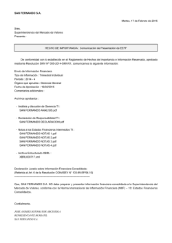 SAN FERNANDO S.A. Martes, 17 de Febrero de 2015 Sres