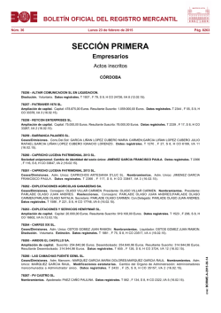 Actos de C&Oacute;RDOBA del BORME n&uacute;m. 36 de 2015