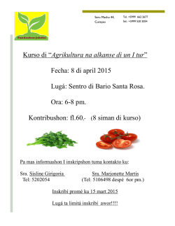 Kurso di &ldquo;Agrikultura na alkanse di un I tur&rdquo; Fecha