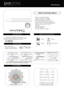 DESCRIPCI&Oacute;N &Aacute;REAS DE APLICACI&Oacute;N TUBO PC LED T8 25W