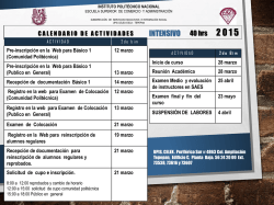 Calendario Intensivo 2015 - ESCA