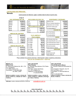 Cat&aacute;logo de productos - Casa de Moneda de M&eacute;xico