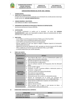 CONVOCATORIA PROCESO CAS. N&ordm; 097- 2015
