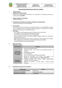CONVOCATORIA PROCESO CAS. N&ordm; 0107- 2015
