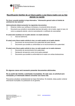 Reunificaci&oacute;n familiar de un futuro padre o una futura madre con su
