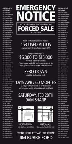 FORCED SALE - Burke Auto