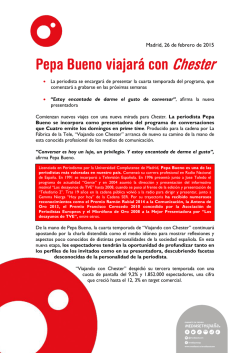 Pepa Bueno viajar&aacute; con Chester