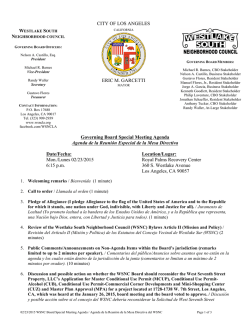Westlake South NC_Governing Board Special Meeting