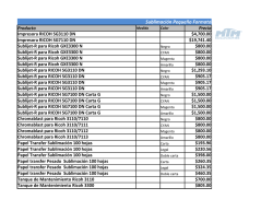 Lista de Precios Sublimaci&oacute;n Peque&ntilde;o Formato