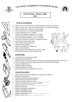 LISTA DE &Uacute;TILES &ndash; INICIAL 4 A&Ntilde;OS - 2015 -
