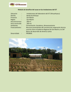 Modulo de beneficio del cacao en las instalaciones