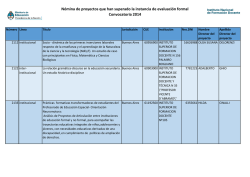 n&oacute;mina de proyectos que han superado la evaluaci&oacute;n formal