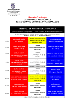 Lista COMBATES - Federaci&oacute;n de Boxeo de la Comunidad