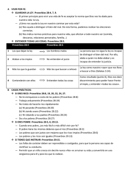 A VIVIR POR FE: GUARDAR LA LEY. Proverbios 28:4, 7, 9. &mdash; El