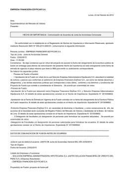 EMPRESA FINANCIERA EDYFICAR S.A. Lunes, 23 de