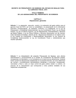 DECRETO DE PRESUPUESTO DE EGRESOS DEL ESTADO DE
