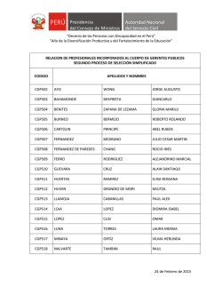 Relaci&oacute;n de profesionales incorporados al Cuerpo de