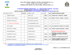 PROGRAMACION 4a DIVISION - Bienvenido