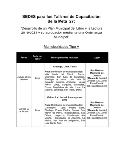 SEDES para los Talleres de Capacitaci&oacute;n de la Meta 27: