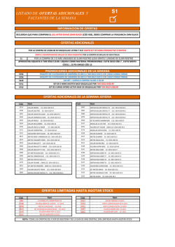 listado de ofertas adicionales y faltantes de la semana ofertas