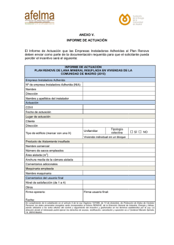 Informe de Actuaci&oacute;n - Plan Renove de Lana Mineral insuflada en