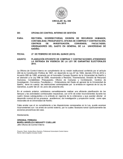 CIRCULAR No. 008 A&ntilde;o 2015 DE: OFICINA DE CONTROL