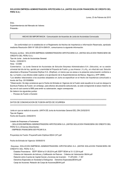 SOLUCION EMPRESA ADMINISTRADORA HIPOTECARIA SA
