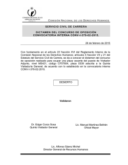 ASUNTO: Refuerzo de la estructura b&aacute;sica de la CNDH