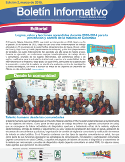 Publicado en Bolet&iacute;n Informativo PMC, edici&oacute;n 2, marzo, 2015.