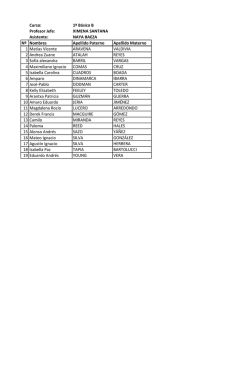 Curso: 1&ordm; B&aacute;sico B Profesor Jefe: XIMENA SANTANA Asistente