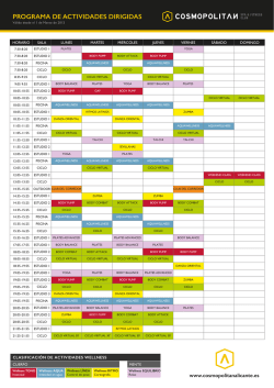 Horario de actividades - COSMOPOLITAN SPA & FITNESS Club