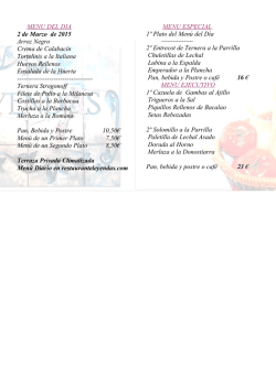 MENU DEL DIA Viernes 27 de Febrero de 2015 Sopa Castellana