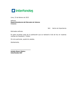 Lima, 23 de febrero de 2015 Se&ntilde;ores Superintendencia del