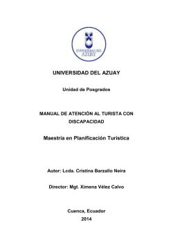 UNIVERSIDAD DEL AZUAY Maestr&iacute;a en Planificaci&oacute;n Tur&iacute;stica