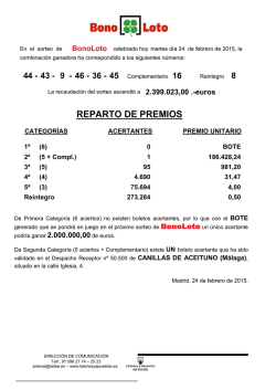 REPARTO DE PREMIOS - loteriasyapuestas.es