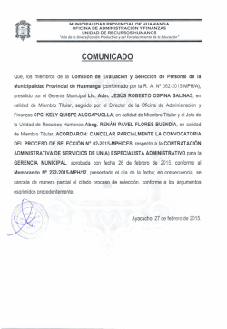 COMUNICADO - Municipalidad Provincial de Huamanga