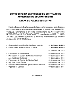 CONVOCATORIA DE PROCESO DE CONTRATO DE AUXILIARES