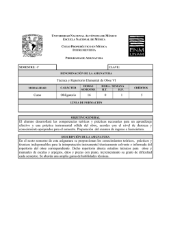 T&eacute;cnica y Repertorio Elemental de Oboe VI Curso Obligatorio 16 0 1