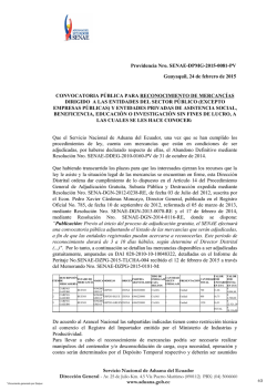 Servicio Nacional de Aduana del Ecuador www.aduana.gob.ec