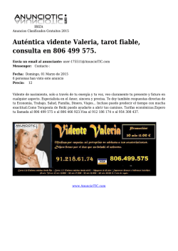 Aut&eacute;ntica vidente Valeria, tarot fiable, consulta en 806 499 575.