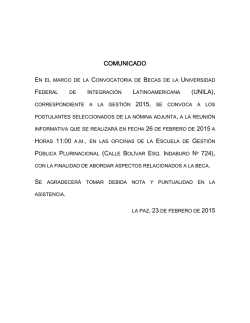 COMUNICADO (UNILA), - Escuela de Gesti&oacute;n P&uacute;blica Plurinacional
