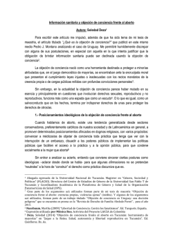 Informaci&oacute;n sanitaria y objeci&oacute;n de conciencia frente al aborto