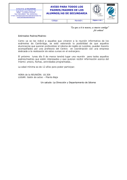 Aviso curso Londres - COLEGIO LA MILAGROSA