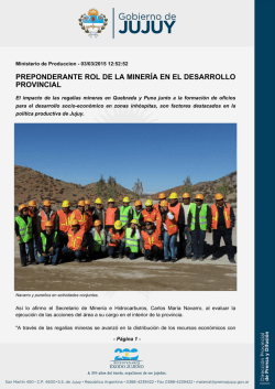 preponderante rol de la miner&iacute;a en el desarrollo provincial
