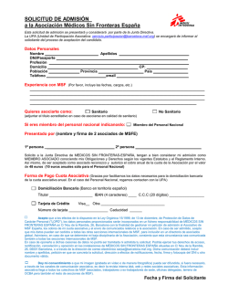 SOLICITUD DE ADMISI&Oacute;N a la Asociaci&oacute;n M&eacute;dicos Sin Fronteras