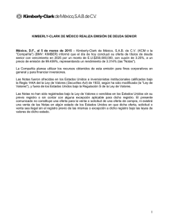 Emisi&oacute;n de deuda Senior 2015 - Kimberly