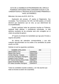 ACTA DE AVALES AL PROCESO DE ELECCIONES PRIMARIAS A