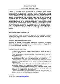 CURRICULUM VITAE ROSA MAR&Iacute;A MORATO GARC&Iacute;A Doctora en