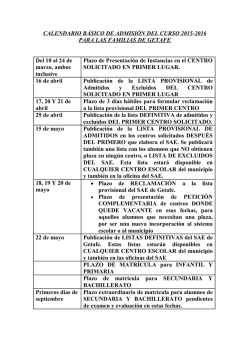 Calendario - SAFA San Jos&eacute; Getafe